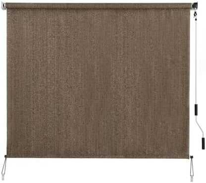 Outdoor Sunshade Roller Shade 8'W x 6'H, Exterior Cordless Roll Up Shades Blinds by SMONTER