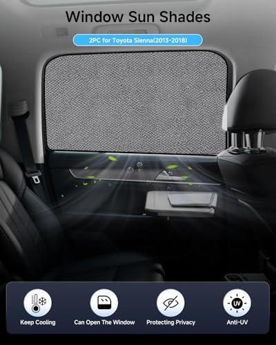 Car Window Shade for Toyota Sienna 2013-2018, 2 Pack UV & Glare Protection - Image 2