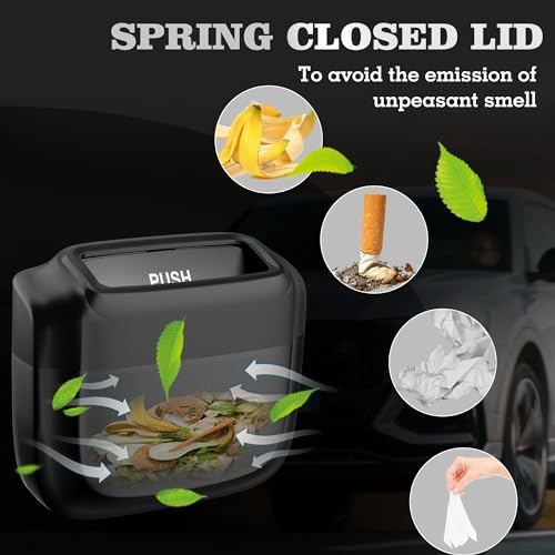 2 Pack Car Trash Can with Lid, Built-in Storage Garbage Bag - Image 3
