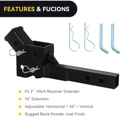 Fullwatt Folding 2" Trailer Hitch Adapter Hitch Extender - Image 5
