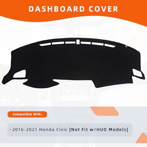 Dashboard Cover Dash Mat Fit for Ho-nda Civic 2021-2016, Car Dash Board Mat - Image 2