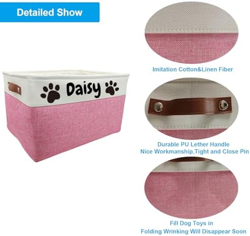 Large Personalized Dog Toy Basket Custom Dog Toy Box Foldable Dog Gift - Image 2