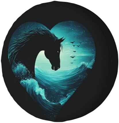 Heart-Shaped Horse Spare Tire Cover Dust-Proof Wheel Tire Cover Fit Trailer by Foruidea