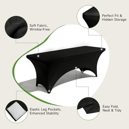 6 Foot Folding Table with Black Table Cloth - Image 3