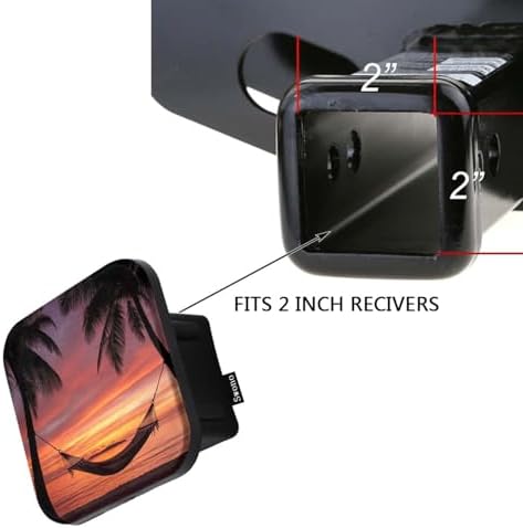 Swono Ocean Sunset Travel Trailer Hitch Cover Paradise Beach Hammock Palm Trees - Image 3