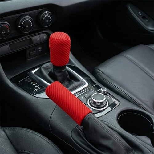 2PCS Car Gear Shift Knob and Handbrake Cover Set, Non-Slip Polyester Stick by Unknown