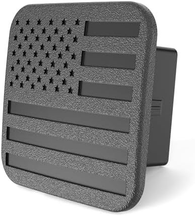 2" Black American Flag Hitch Plug Cover by AutoAccessores