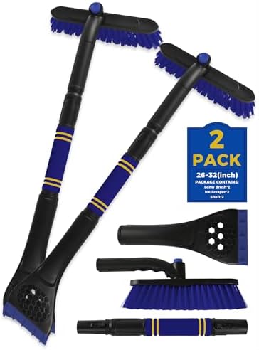 34" Extendable Ice Scrapers for Car Windshield 2-in-1 Snow Brush for Car Snow by BFONS