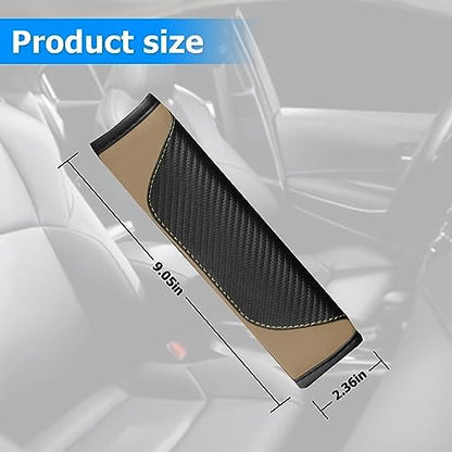 AUCELI 2PCS Carbon Fiber Car Seat Belt Cover, Breathable Leather - Image 2