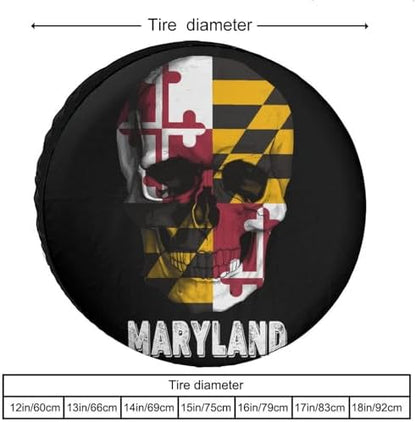 Skull Maryland Flag Tire Covers, Dust-Proof Weatherproof Wheel Covers Wheel - Image 3
