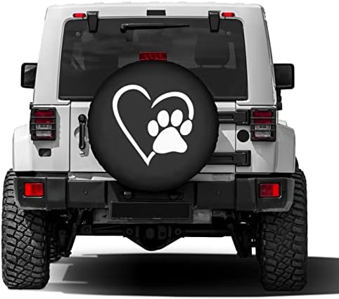 Dog Pet Paws Love Heart Spare Tire Cover Dust-Proof Wheel Tire Cover Fit Trailer - Image 4