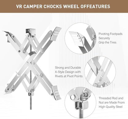RV Wheel Chock XL Fit 3.5” to 17” Camper Wheel Chock Stabilizer Scissor - Image 3
