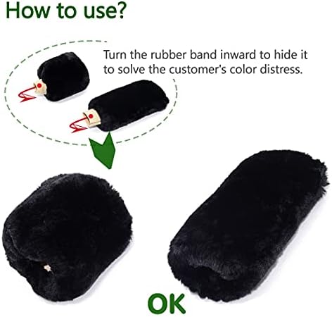 Black Plush Auto Car Handbrake Cover Sleeve Gear Sets Automotive Car Gear Suit - Image 4