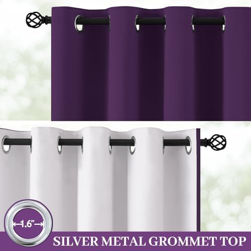 Yakamok Purple 100% Blackout Curtains 63 Inches Long - Image 2