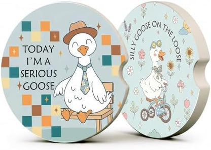 Funny Silly Goose Car Coasters, Boho Sarcastic Coquette Cup Holders by Unknown