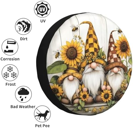 Spare Tire Cover for RV Camper, Gnomes Sunflower Bee Tire Cover Protectors - Image 5