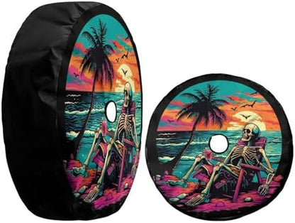 Delerain Spare Tire Cover with Backup Camera Hole Skeleton Beach Chair Wheel - Image 3