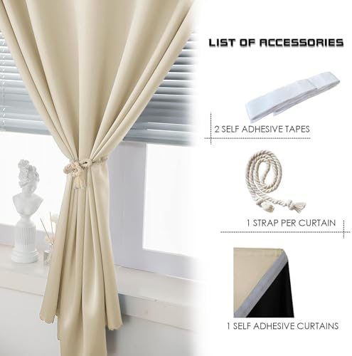 AJAZZ 100% Blackout Shades Window Cover Self Adhesive Curtains Sticky Curtain - Image 6