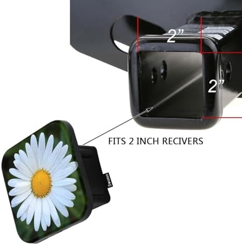 Swono White Daisy Trailer Hitch Covers, Bloom White Daisy Flower in Grass Cute - Image 3