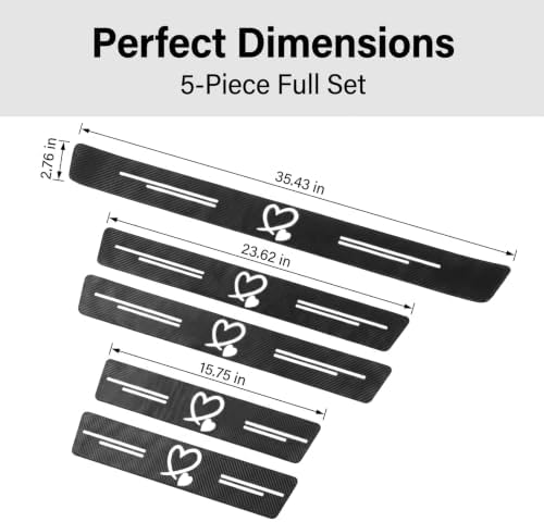 5 PCS Car Door Sill Guard Stickers, Carbon Fiber Heart Pattern Car Door Sill - Image 2