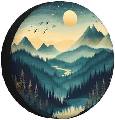 Spare Tire Cover Mountains Nature Scenery Wheel Covers Weatherproof Universal by Unknown