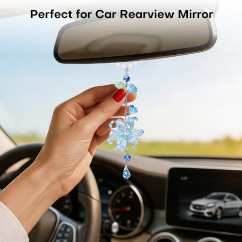 Purple Waterlily Leaf Resin Car Charm – Rearview Mirror Hanging Decor - Image 3