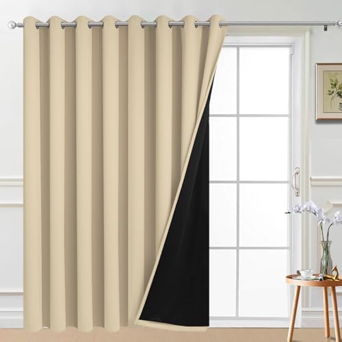 Yakamok Beige 100% Blackout Patio Door Curtain Panels W100 x L84, 1 Panel by Yakamok