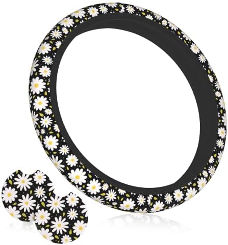 Daisy Steering Wheel Cover Set + 2 Coasters, Breathable Anti-Slip 15 Inch by Unknown