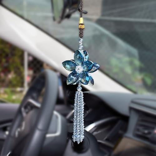 Crystal Flower Rear View Mirror Pendant Car Hanging Ornament Lucky Charm by ATMOMO