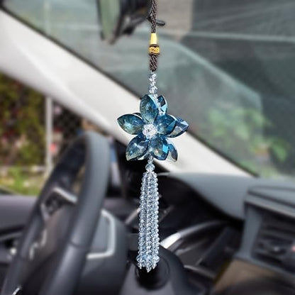 Crystal Flower Rear View Mirror Pendant Car Hanging Ornament Lucky Charm by ATMOMO