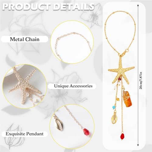 Crystal Starfish Rearview Mirror Charm, Women Decor Gift - Image 5