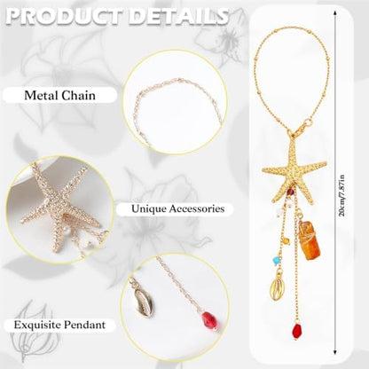 Crystal Starfish Rearview Mirror Charm, Women Decor Gift - Image 5