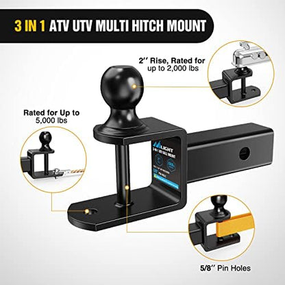Nilight ATV UTV Trailer Hitch 3-in-1 Fits 2" Receiver - Image 5