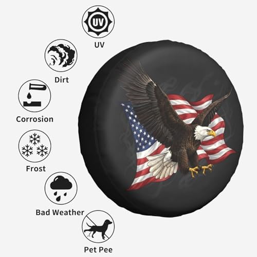 American Flag Eagle Spare Tire Cover SUV Trailer Truck RV 17 Inch - Image 6