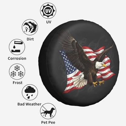American Flag Eagle Spare Tire Cover SUV Trailer Truck RV 14 Inch - Image 6