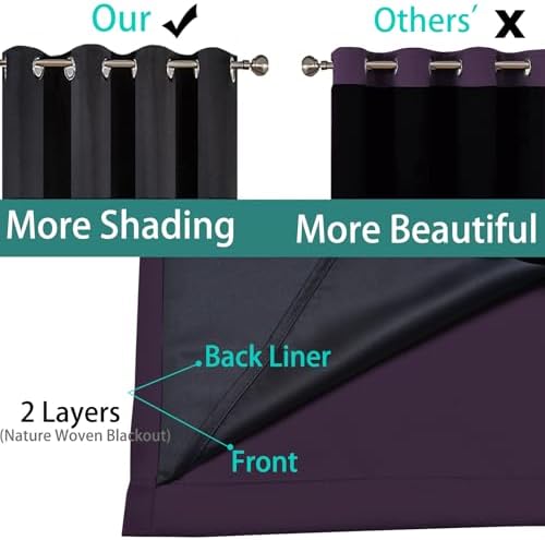 Yakamok Purple 100% Blackout Curtains 84 Inches Long - Image 5