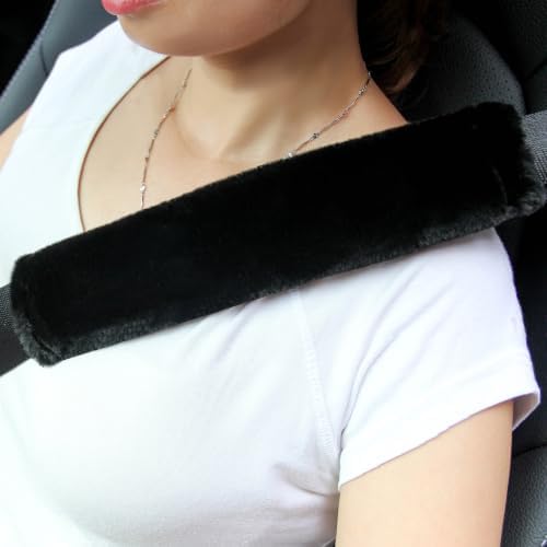 Amooca 2-Pack Soft Furry Universal Seatbelt Cover Car Shoulder Pad by Amooca