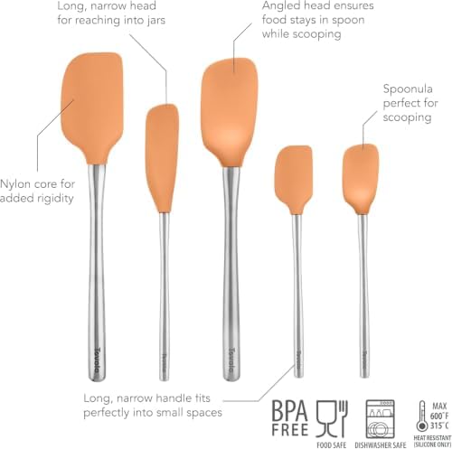 Tovolo Stainless Steel Handled Silicone Spatula Set of 5, Dishwasher Safe - Image 2
