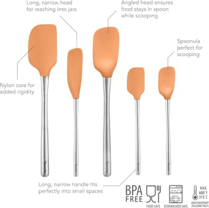 Tovolo Stainless Steel Handled Silicone Spatula Set of 5, Dishwasher Safe - Image 2