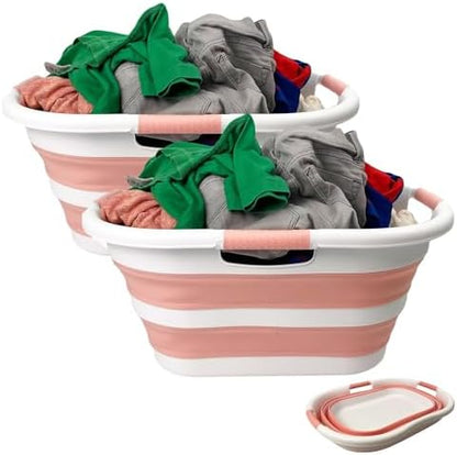 SAMMART 40L Set of 2 Collapsible Plastic Laundry Hamper by SAMMART