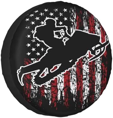 Vintage American Flag Snowmobiling Snowmobile Rider Spare Tire Cover by Unknown