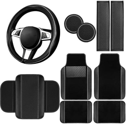 NBTEPEM 10 Pcs Car Floor Mats Full Set Car Accessories, Microfiber Leather by NBTEPEM