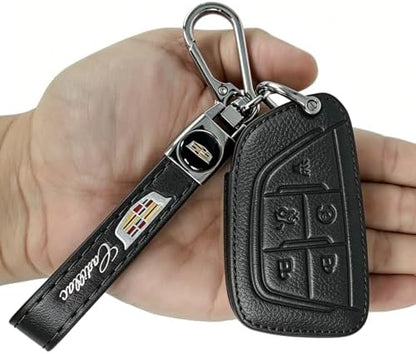 Leather Key Fob Cover for Cadillac, 5 Button Protector Case Compatible - Image 4