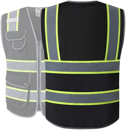 JKSafety Safety Vest for Men Women Reflective Hi Vis JK100 Black XL - Image 5