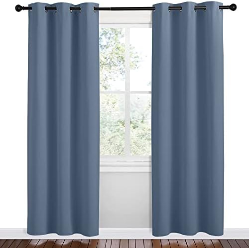 NICETOWN Short Curtains for Kitchen, 1 Pair, 42 x 78-inch, Stone Blue - Image 2