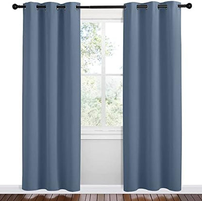 NICETOWN Short Curtains for Kitchen, 1 Pair, 42 x 78-inch, Stone Blue - Image 2