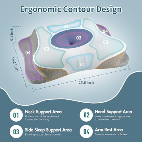 Cervical Neck Pillow for Pain Relief, Contour Memory Foam Pillows for Sleeping - Image 4