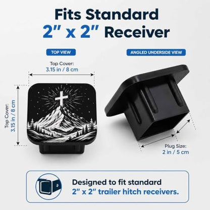 Hitch Cover Receiver Tube Hitch Plug Christian Cross, Tool-Free Install Tow - Image 2