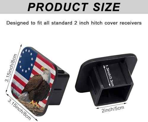 2 Inch American Flag Bald Eagle Trailer Hitch Cover Rubber Receiver Tube Plug - Image 2