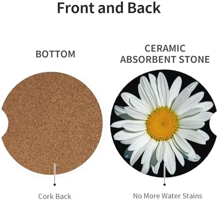 Daisy Flower Car Cup Holder Coasters 2 Pack 2.63" - Image 3
